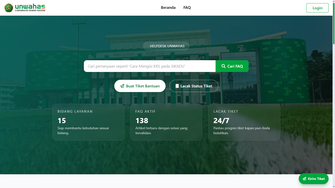 Screenshot proyek HELPDESK Unwahas